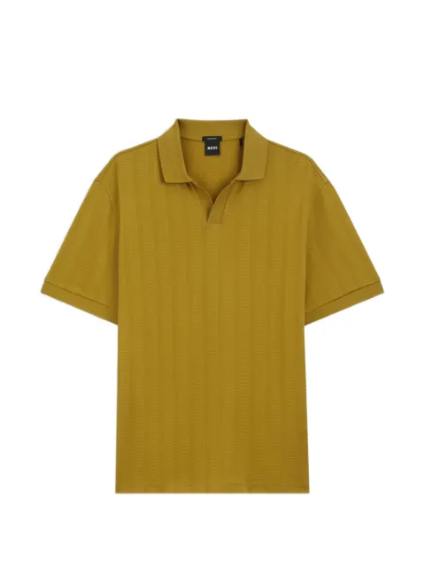 BOSS C-Ponti cotton-jacquard polo shirt with Johnny collar