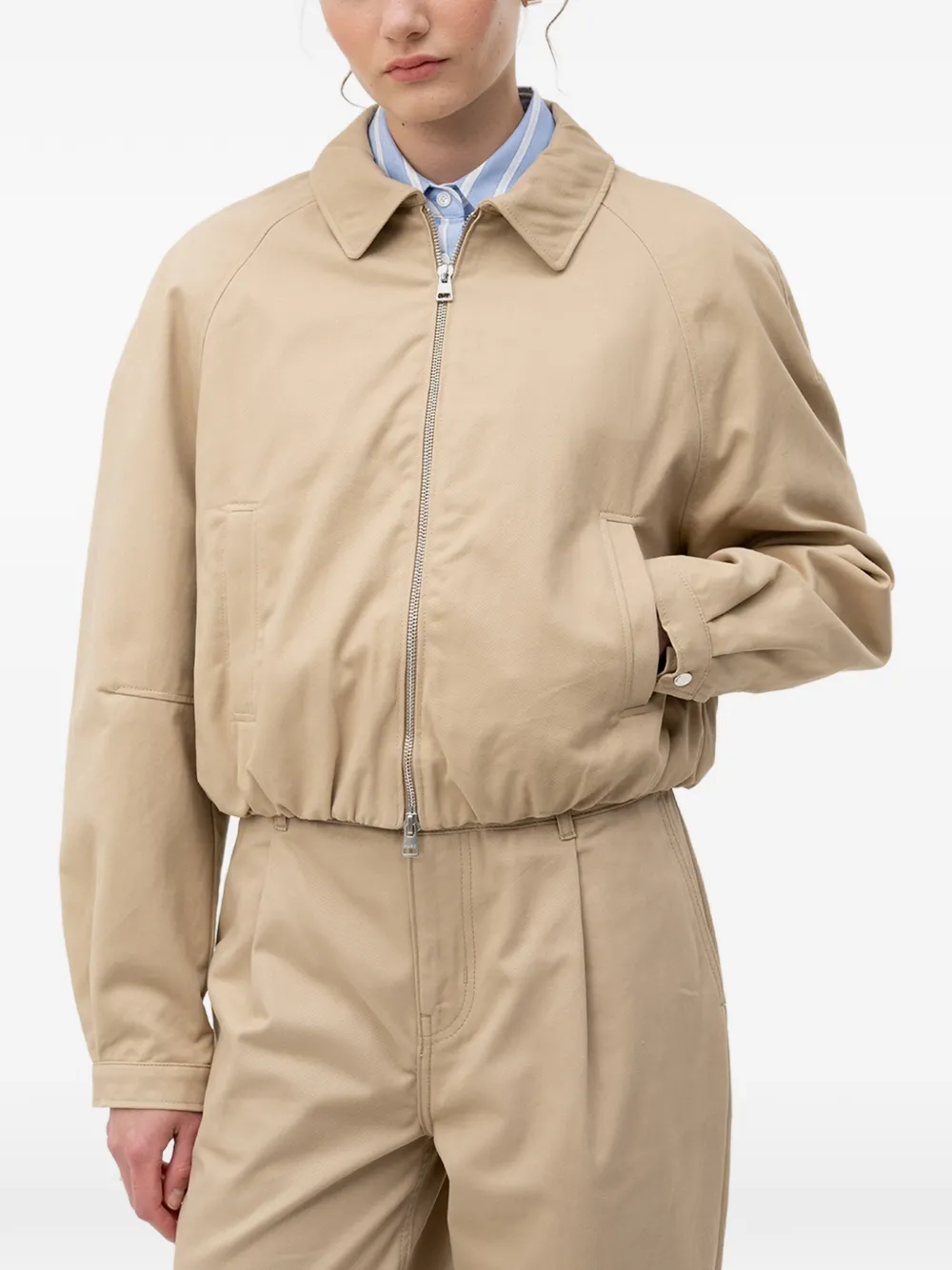 HUGO Bomberjacke mit Logo-Stickerei - Nude