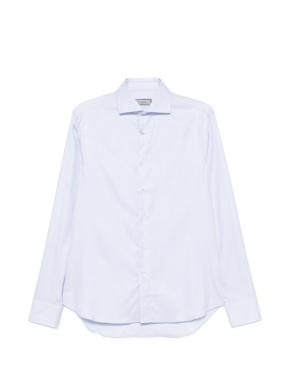 Canali micro-check long-sleeve shirt - Blu