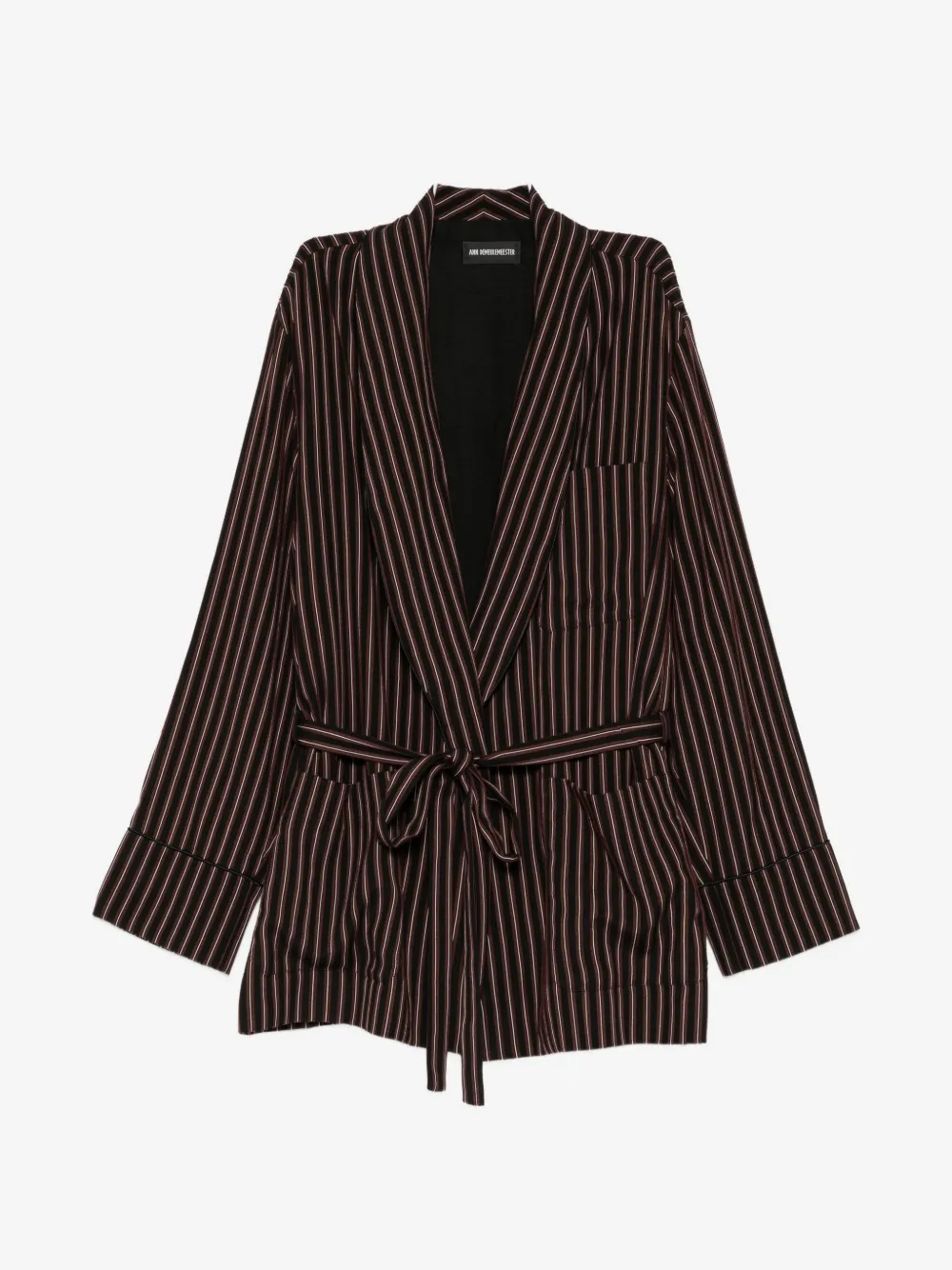 Ann Demeulemeester striped belted jacket | negro | Image 1