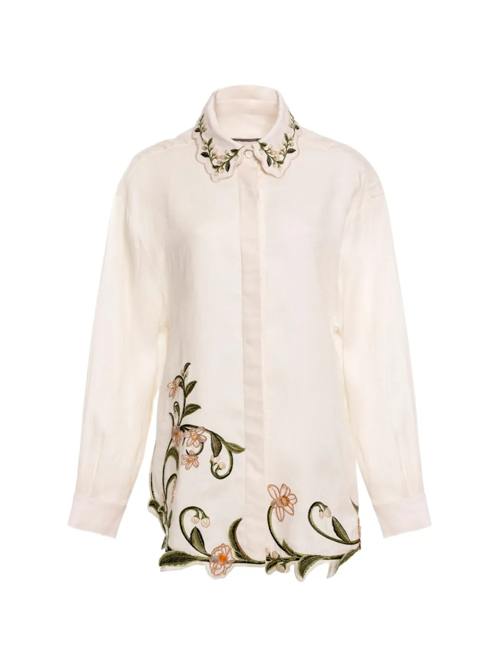 Agua By Agua Bendita Cecilia Valle floral-embroidered shirt - Toni neutri