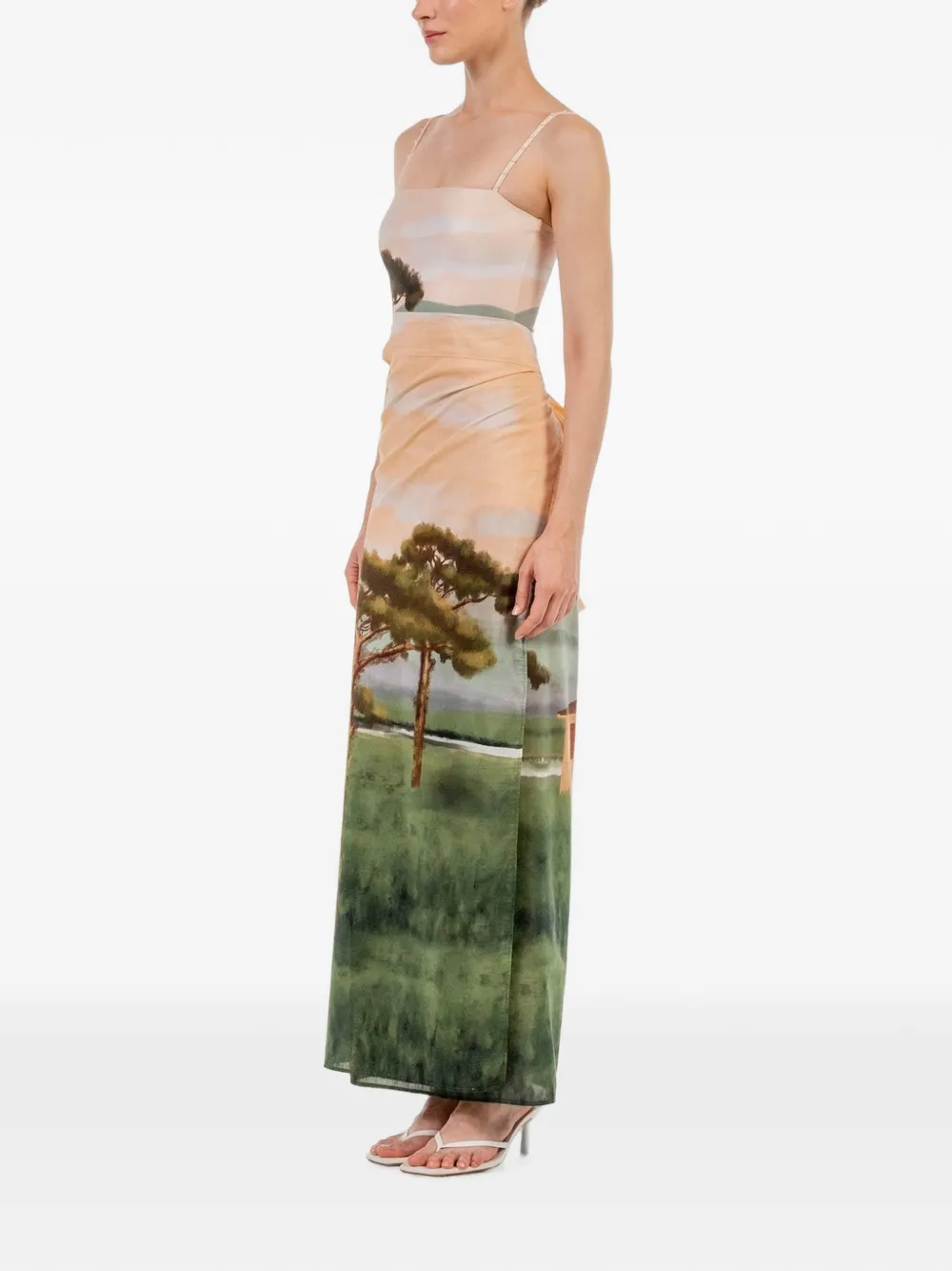 Agua By Agua Bendita Lavanda Paraiso Placement-print Pareo Skirt in Green, view 3