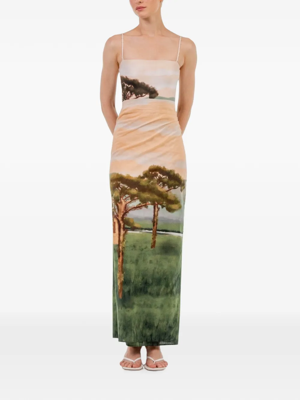 Agua By Agua Bendita Lavanda Paraiso Placement-print Pareo Skirt in Green, view 2