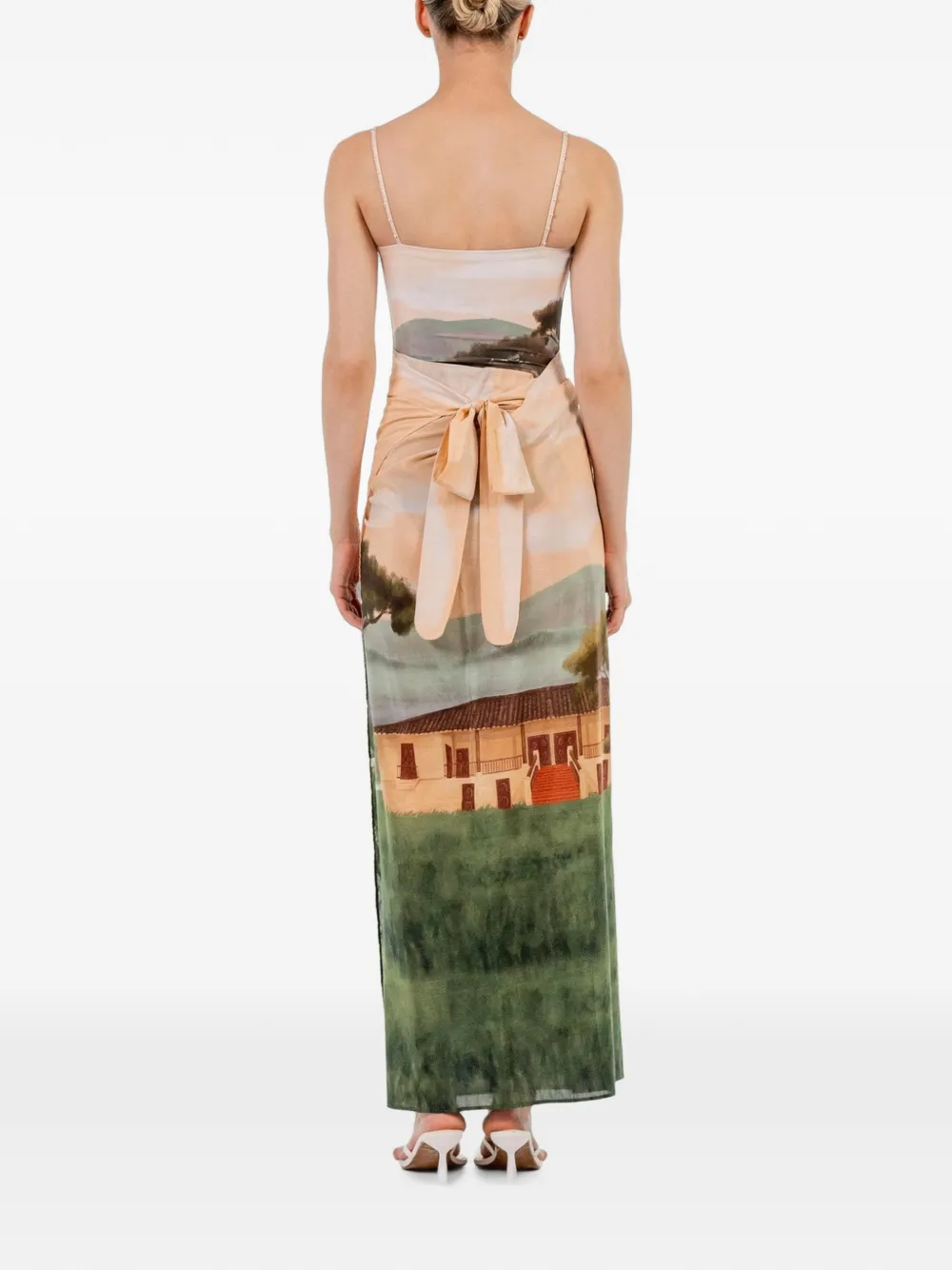 Agua By Agua Bendita Lavanda Paraiso Placement-print Pareo Skirt in Green, view 4