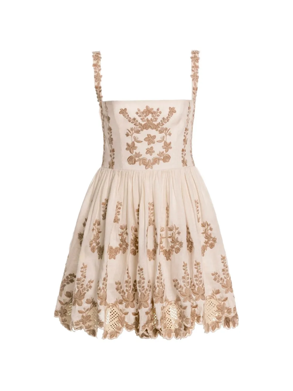 Agua By Agua Bendita Mielero Cauca floral-embroidered mini dress - Neutrals