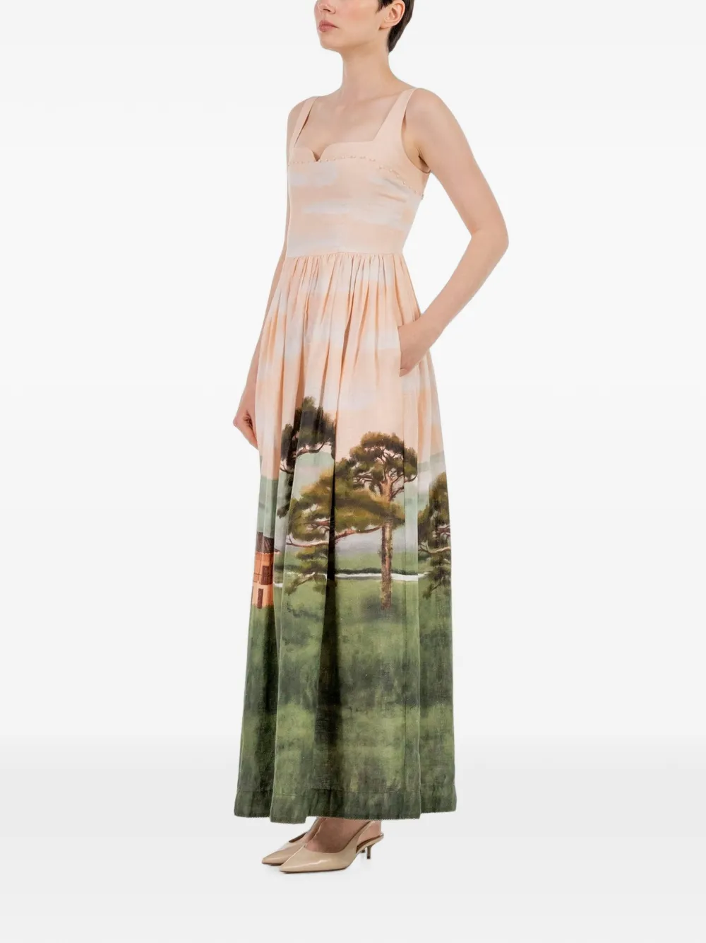 Agua By Agua Bendita Jaspe Sleeveless Maxi Dress in Orange, view 3