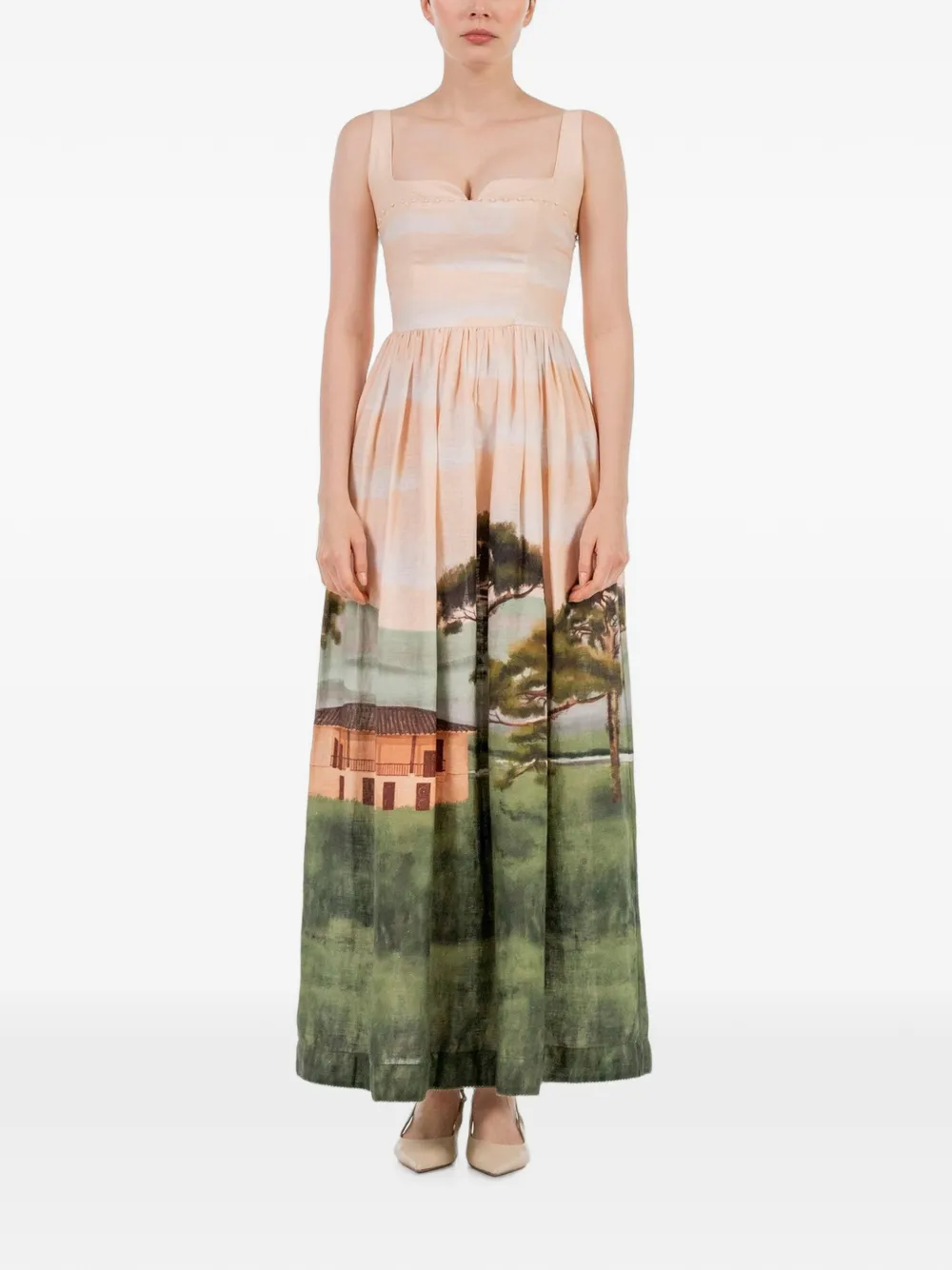 Agua By Agua Bendita Jaspe Sleeveless Maxi Dress in Orange, view 2