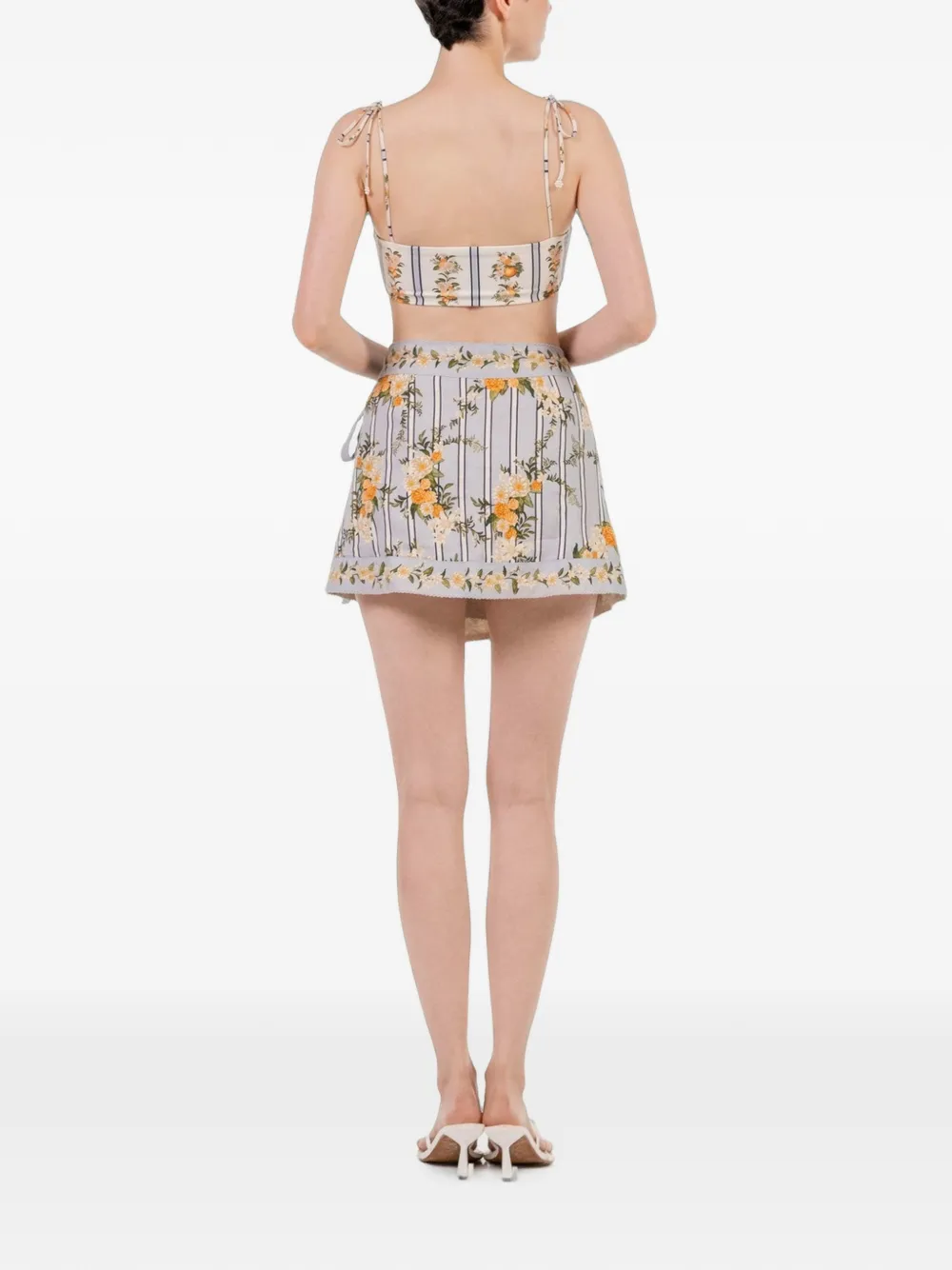 Agua By Agua Bendita Luna Valle floral-print linen asymmetric skirt Blauw