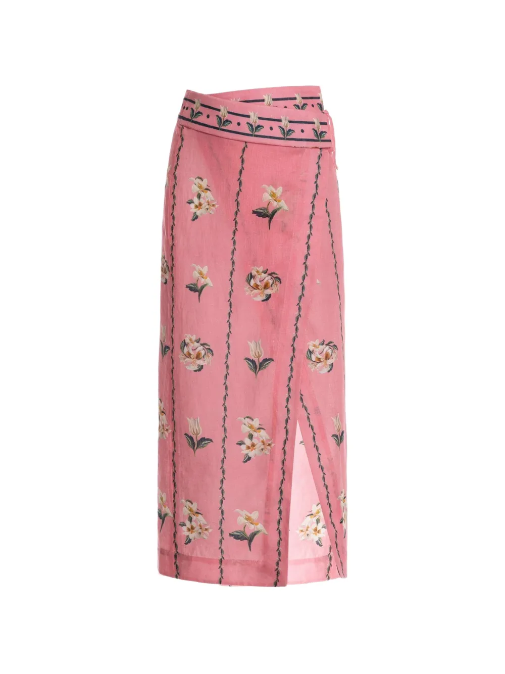 Agua By Agua Bendita Tierra Promesa floral-print wrap midi skirt - Rosa
