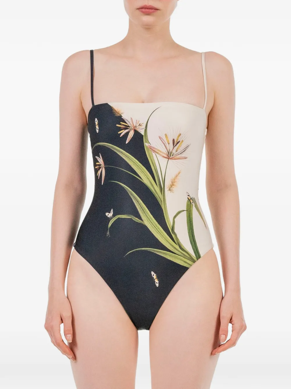 Agua By Agua Bendita Durazno floral-print swimsuit Zwart