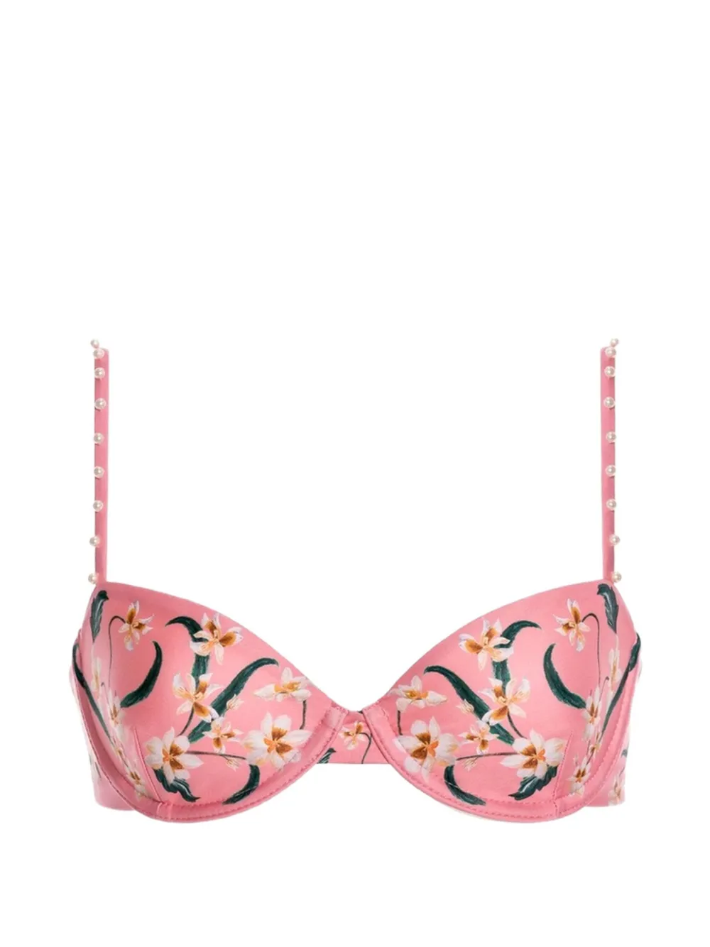 Agua By Agua Bendita Magdalena Promesa pearl-embroidered bikini top - Rosa