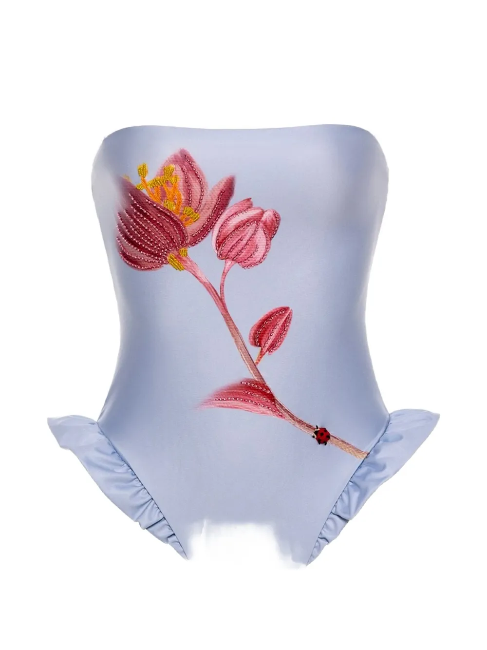 Agua By Agua Bendita Montaña Cauca Ruffled Swimsuit In Blue