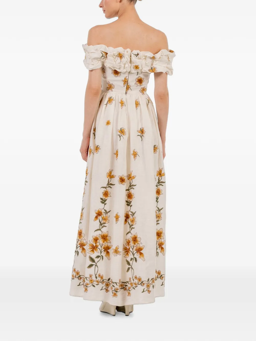 Agua By Agua Bendita Espliego Promesa ruffled floral-embroidered maxi dress Wit