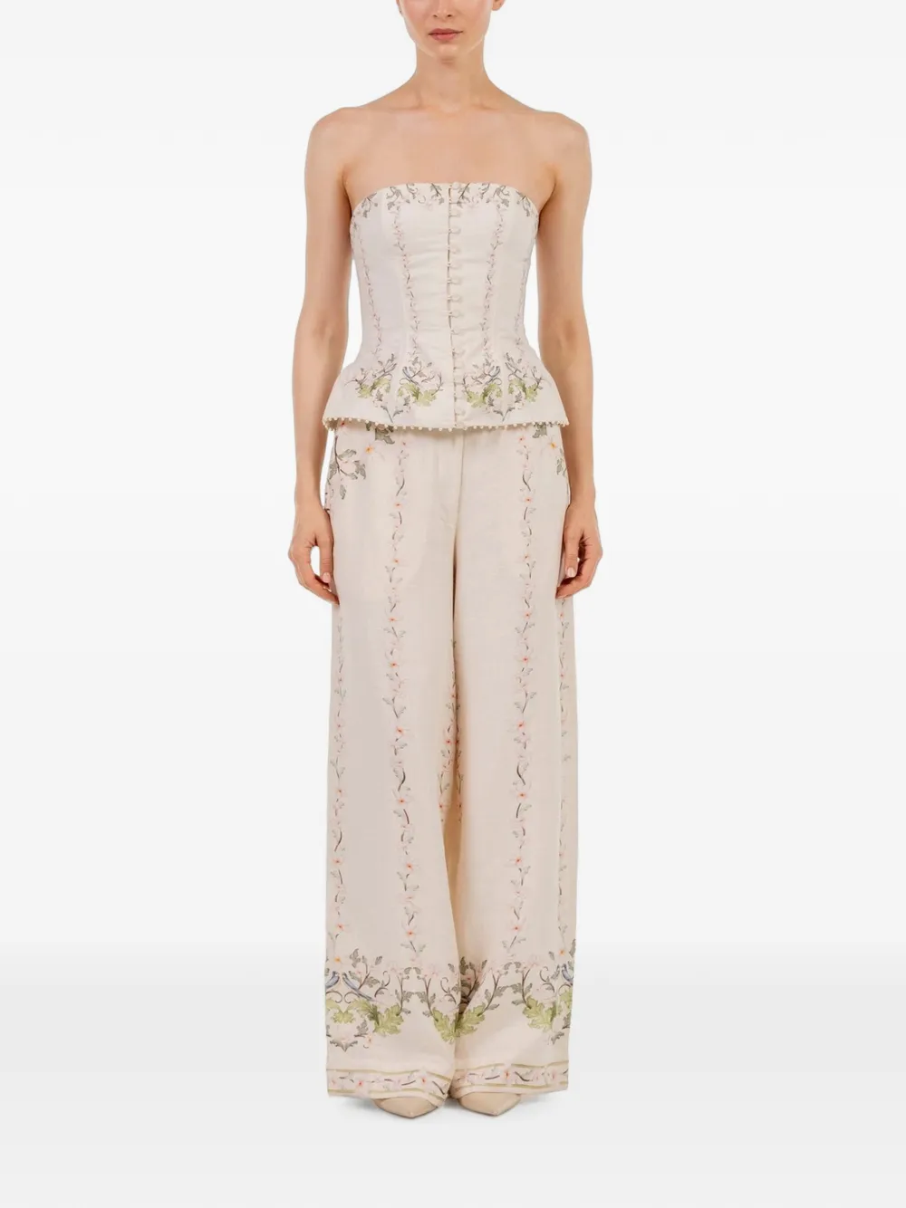 Agua by Agua Bendita Tota Anhelo Floral-print Palazzo Pants in Neutrals, view 2