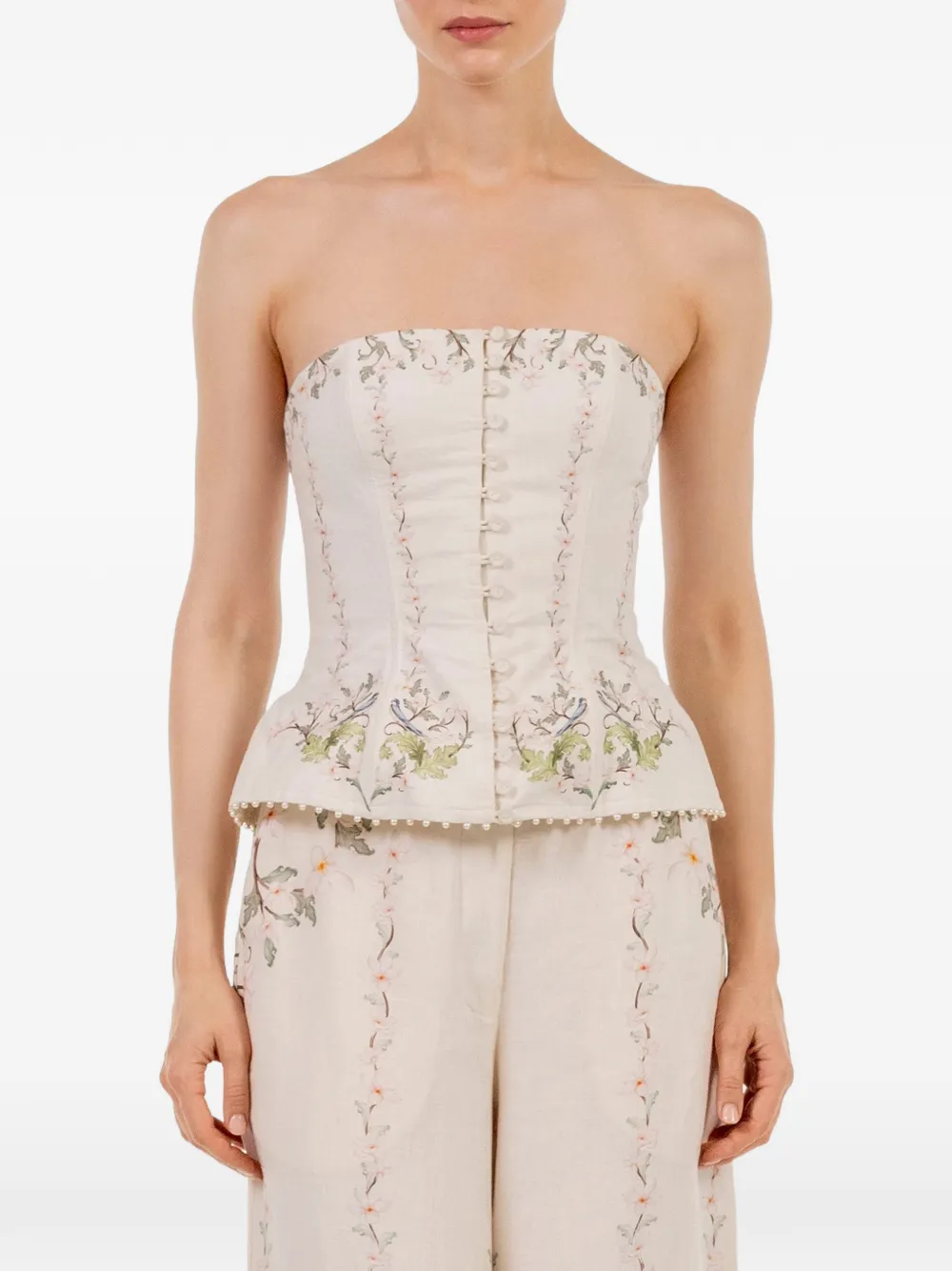 Agua by Agua Bendita Tota Anhelo Floral-print Palazzo Pants in Neutrals, view 5