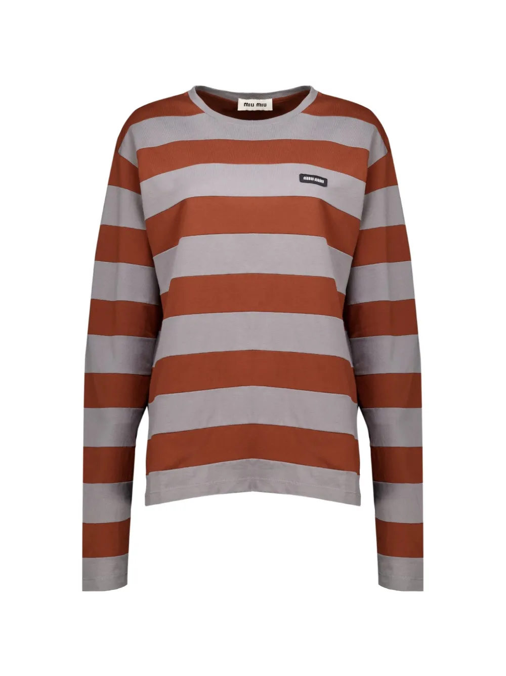 Miu Miu striped cotton T-shirt - Marrone