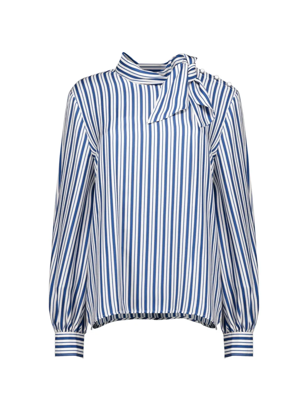 Max Mara pussy-bow striped blouse - White