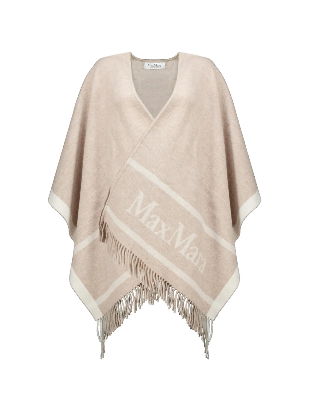 Max Mara logo-print fringed poncho