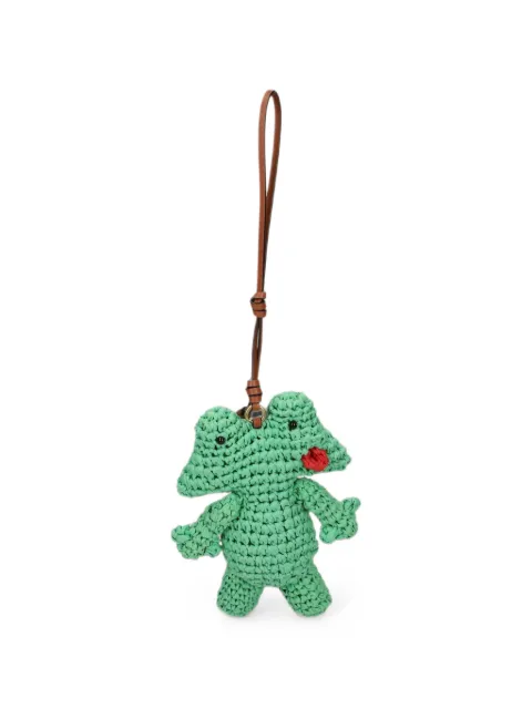 Coach frog-motif crochet-knit keyring