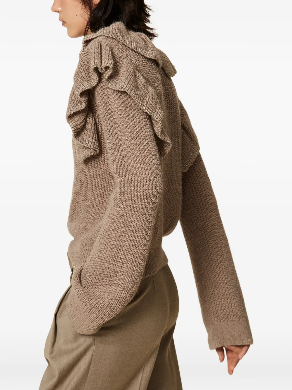 TWINSET jumper with lurex yarn and ruffles Beige