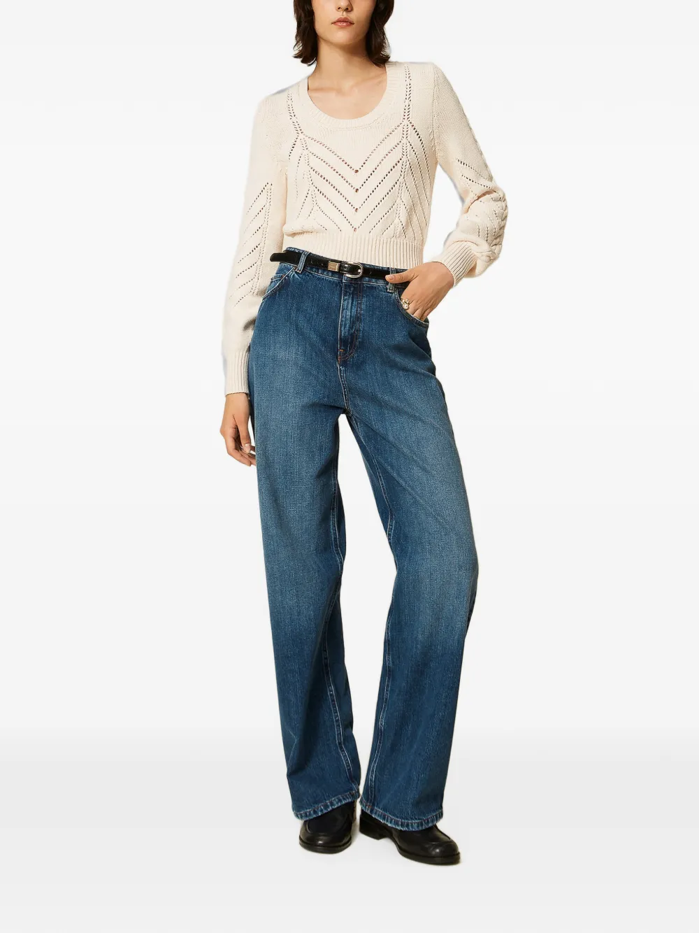 TWINSET Jeans met wijde pijpen en vijf zakken Blauw