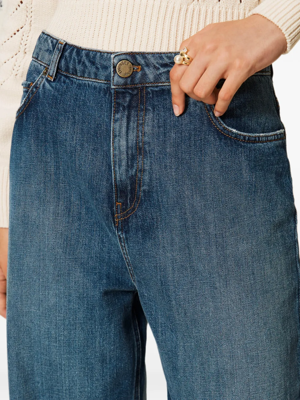 TWINSET Jeans met wijde pijpen en vijf zakken Blauw