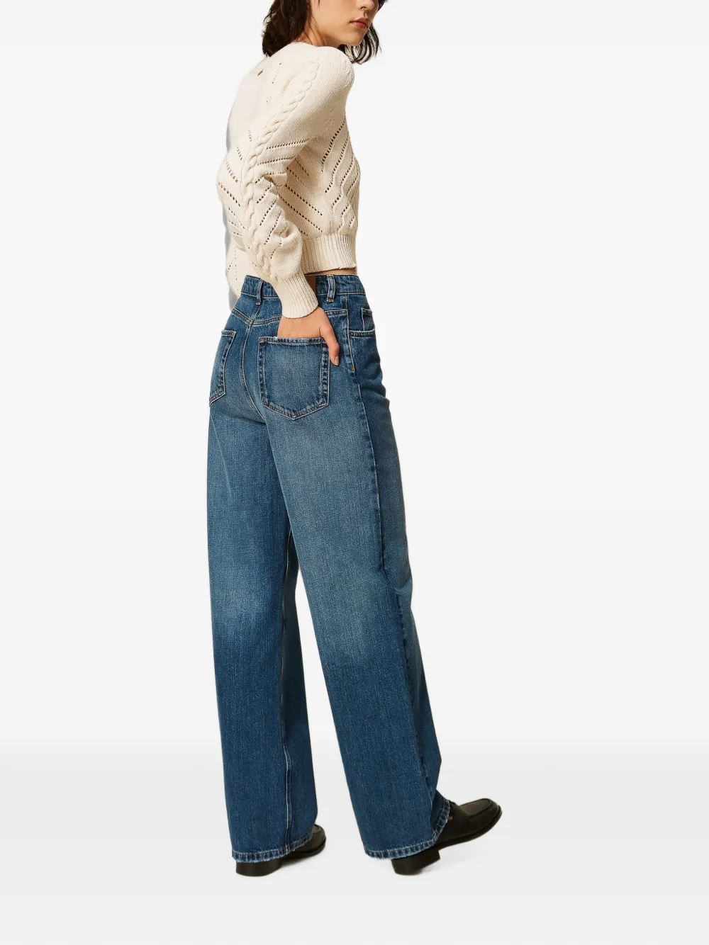 TWINSET Jeans met wijde pijpen en vijf zakken Blauw
