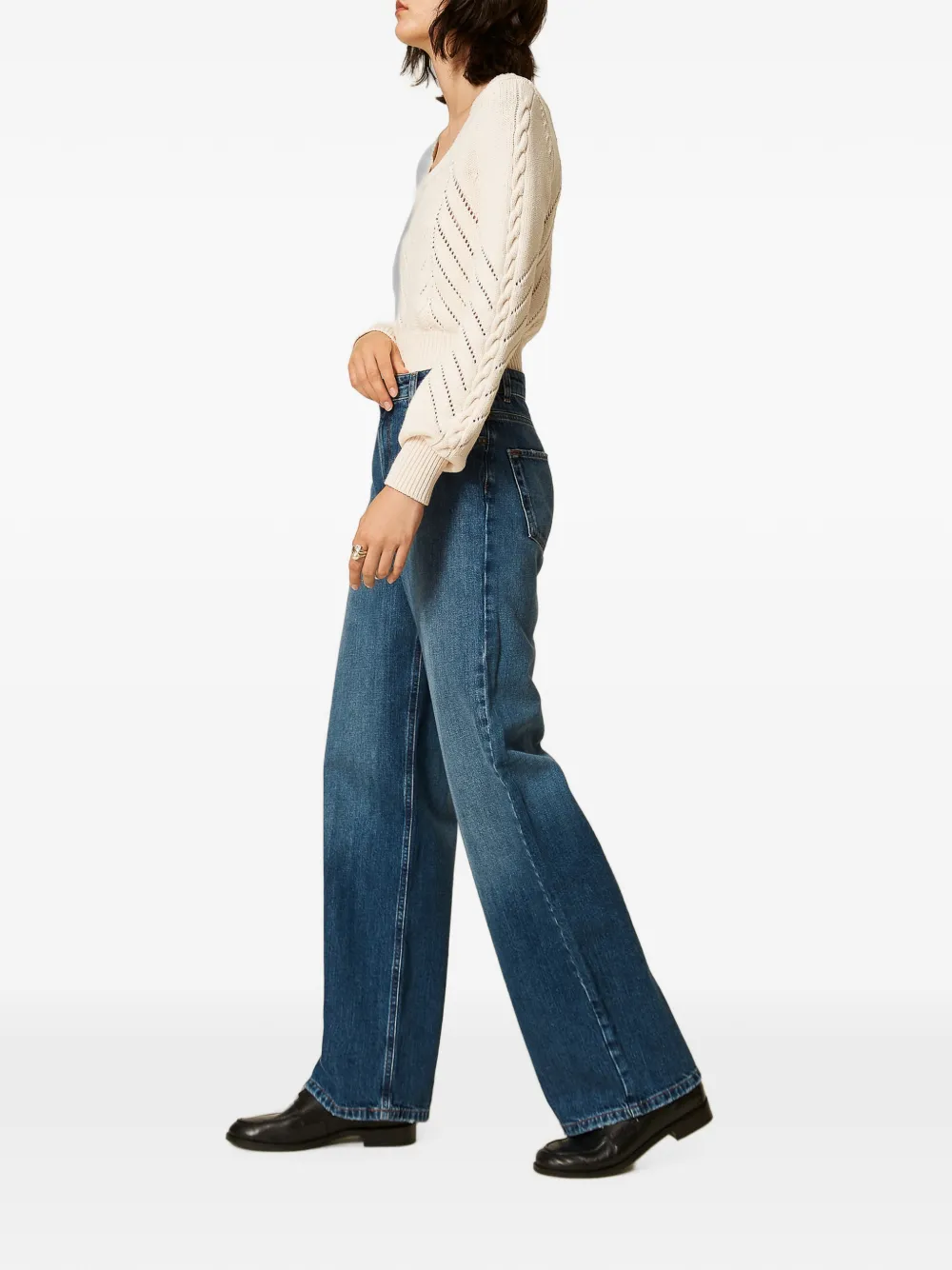 TWINSET Jeans met wijde pijpen en vijf zakken Blauw
