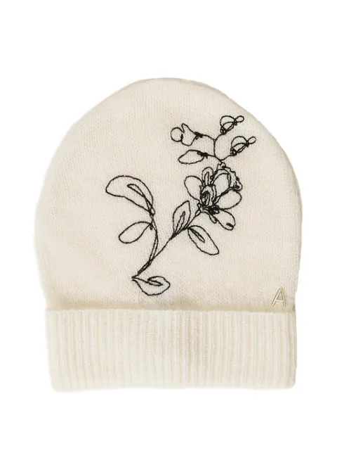 TWINSET knitted beanie with floral embroidery