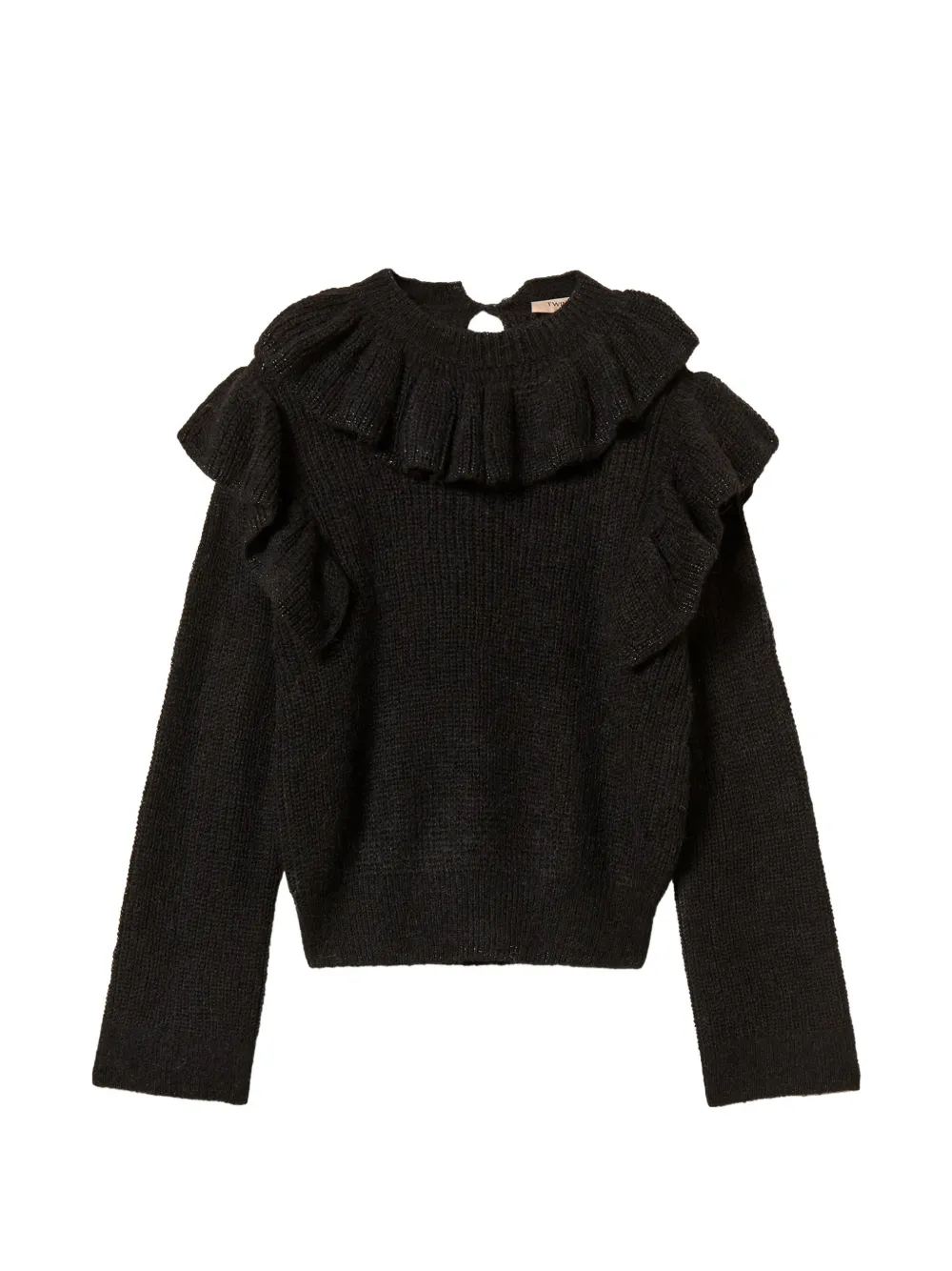 TWINSET jumper with lurex yarn and ruffles - Nero