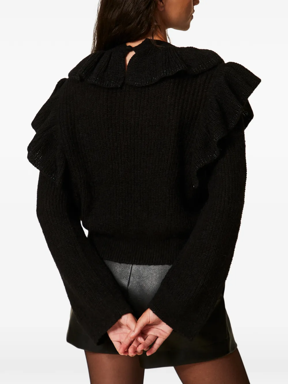 TWINSET Trui met lurex garen en ruches Zwart
