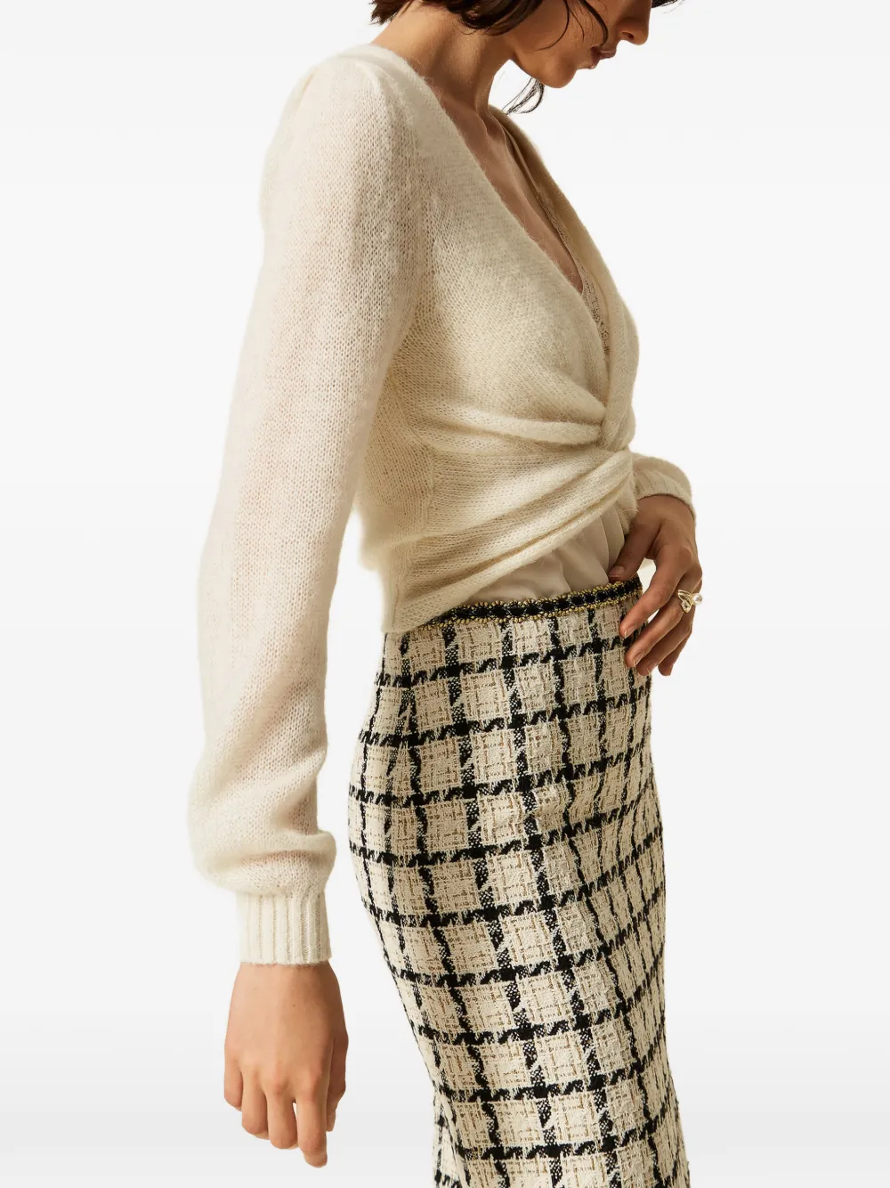 TWINSET Trui met V-hals en gedraaide voorkant Beige