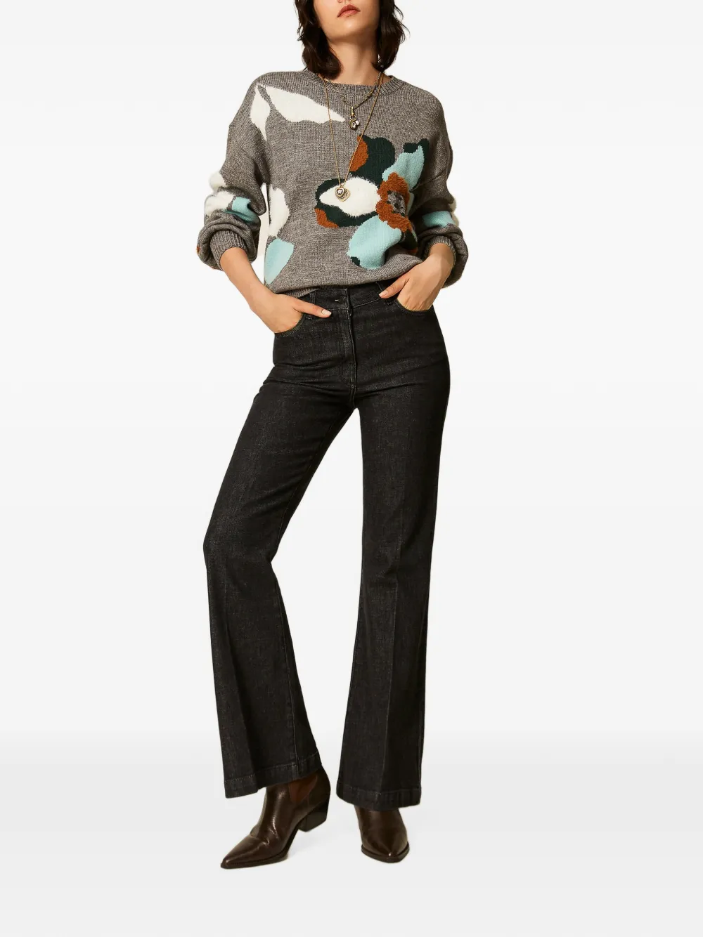 TWINSET Flared jeans met vijf zakken Zwart