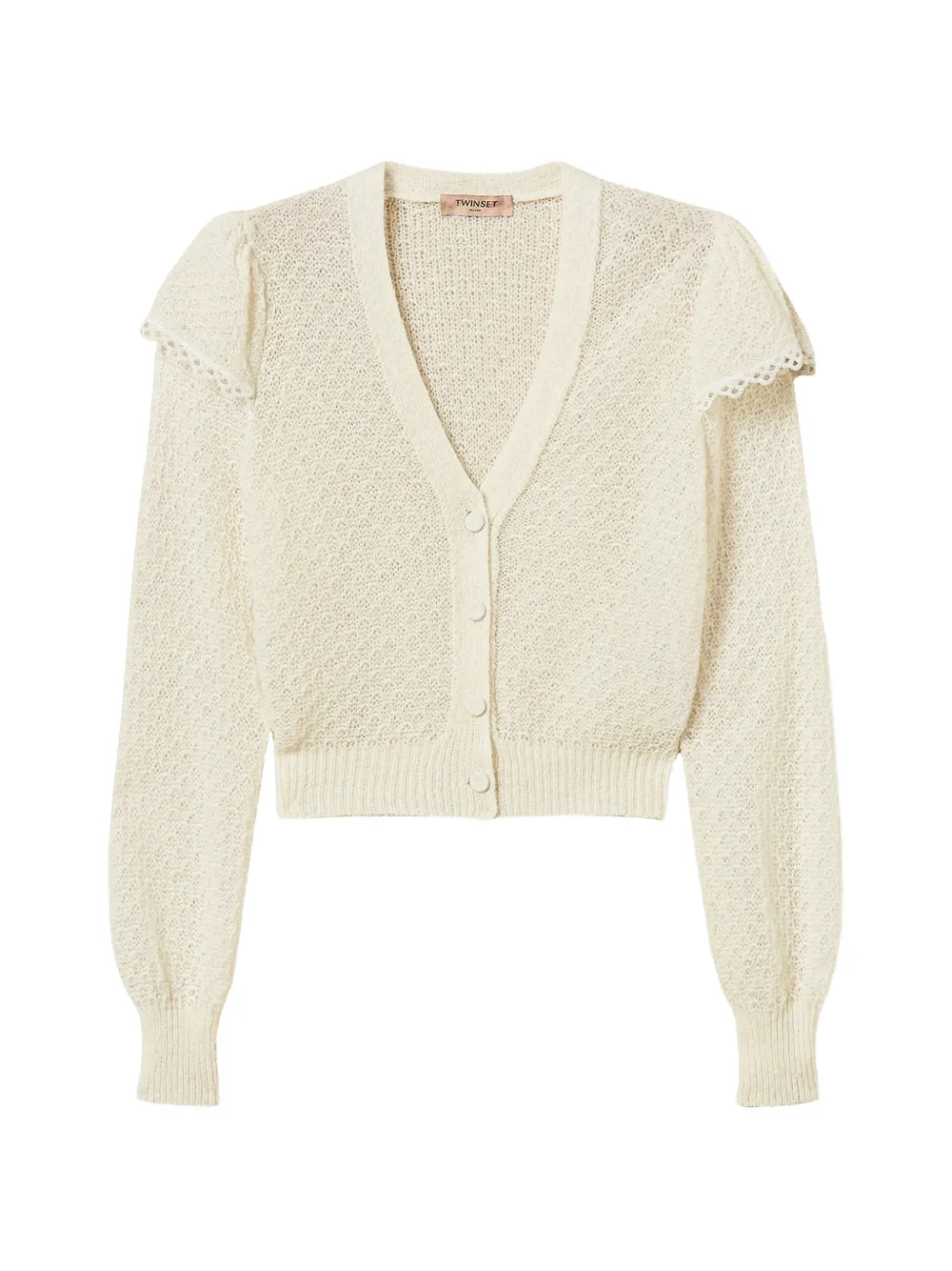 TWINSET knitted cardigan with flounces - Nude
