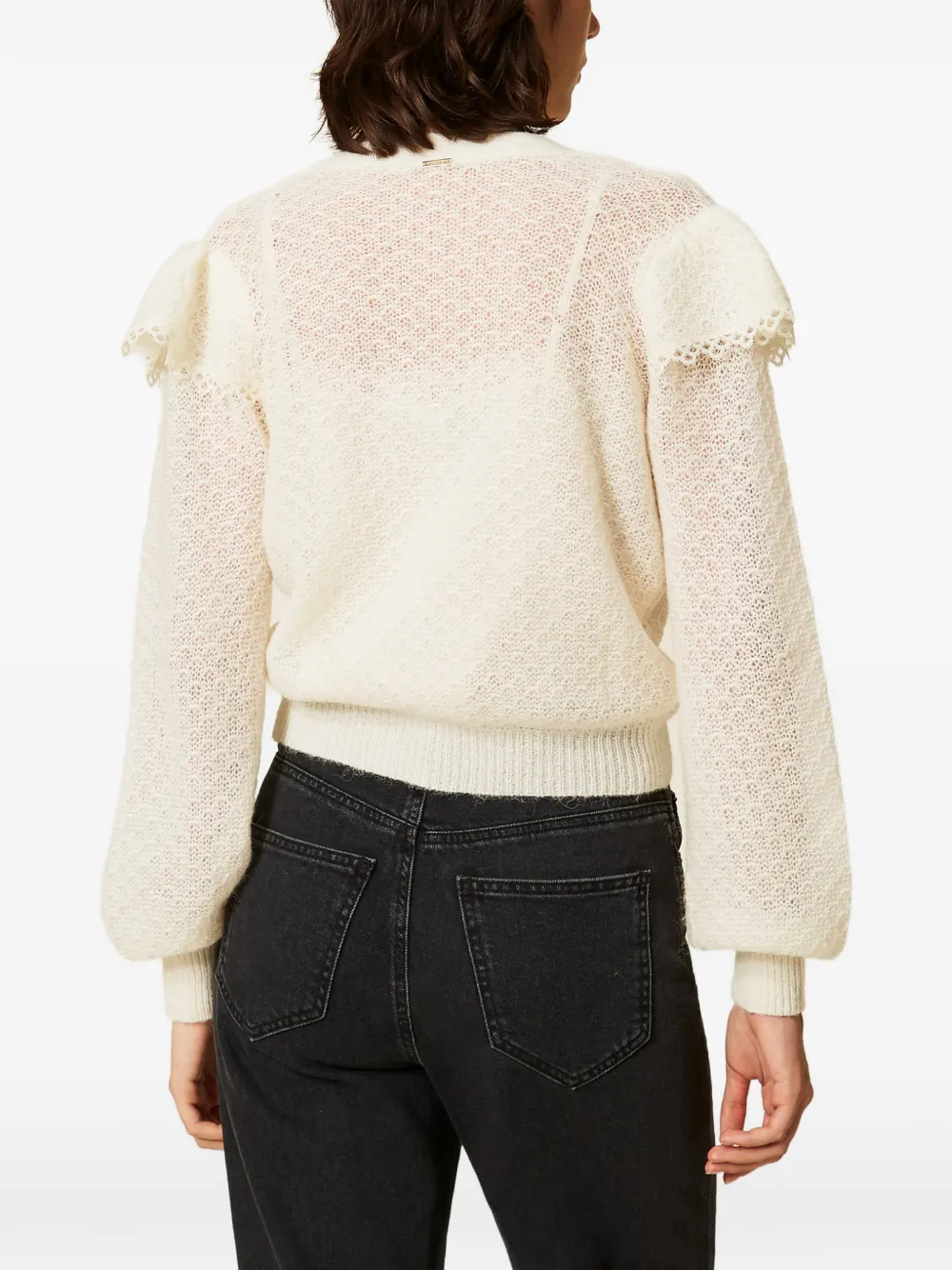 TWINSET Gebreid vest met flounces Beige