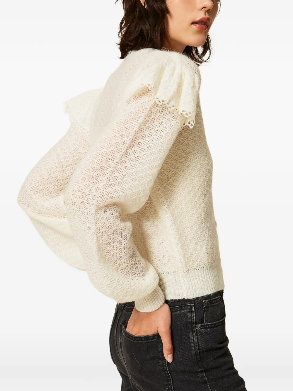 TWINSET Gebreid vest met flounces Beige