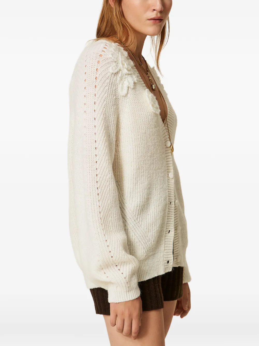 TWINSET Vest met gehaakte bloemen Beige