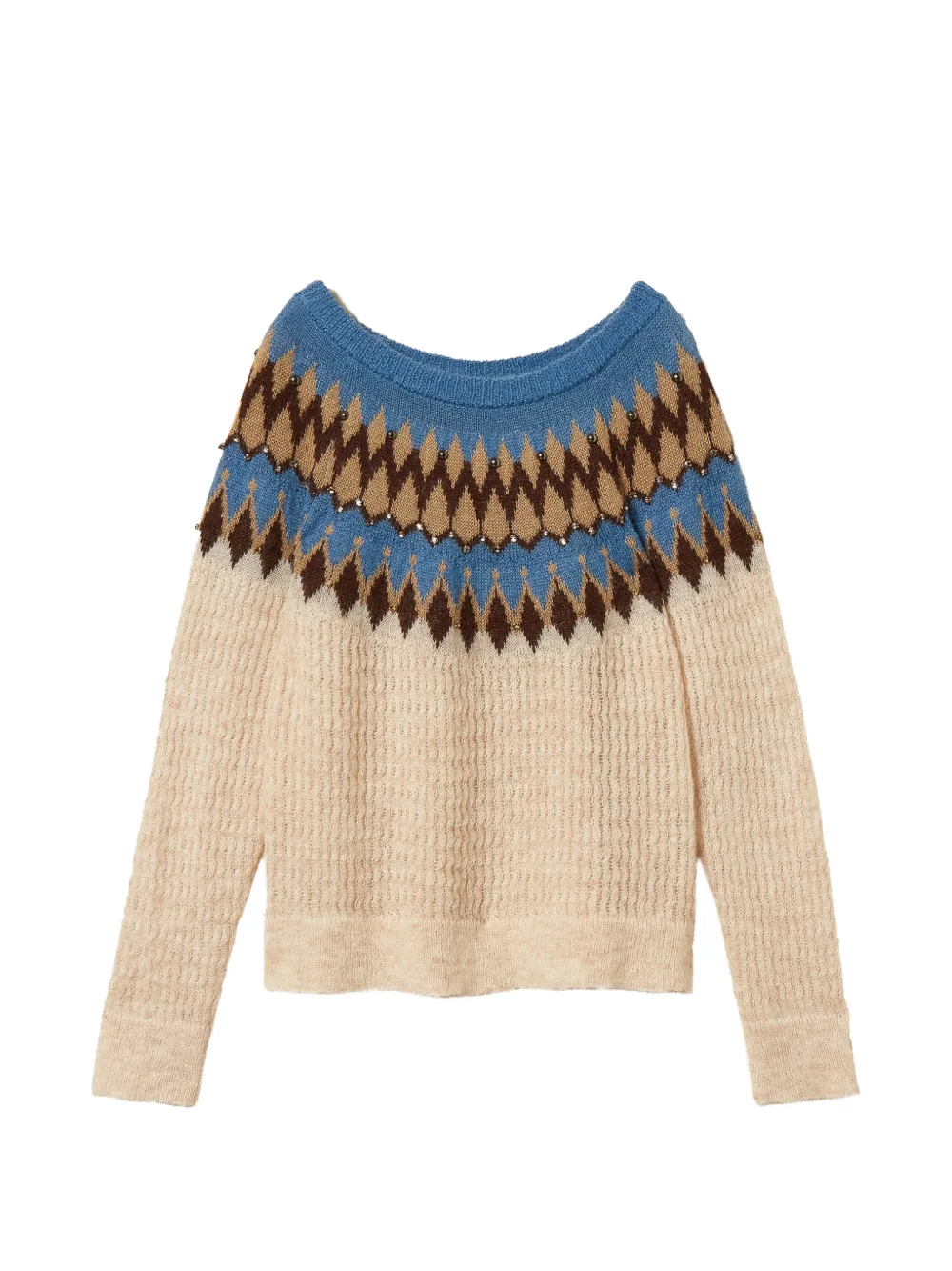 TWINSET jacquard-knit crystal-embellished sweater