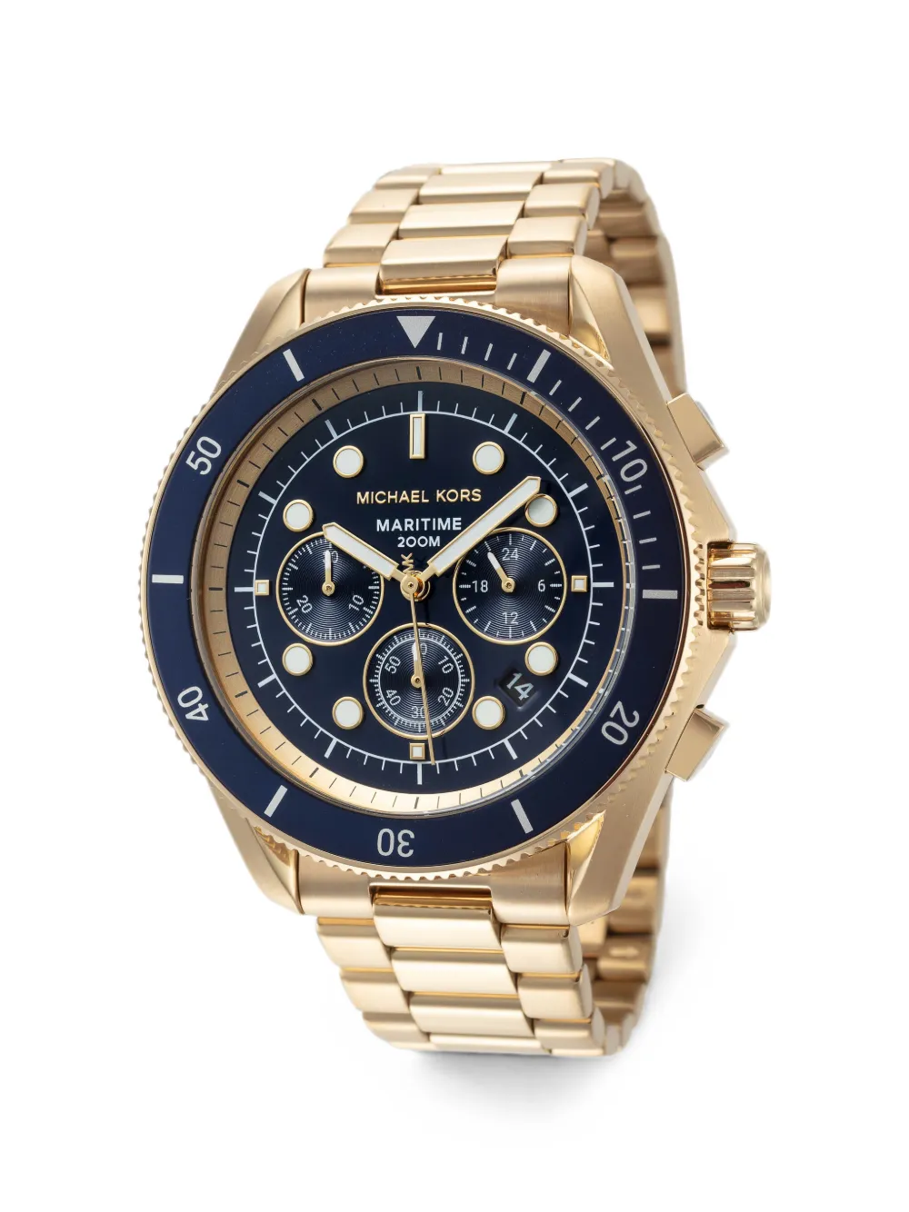 Michael Kors 오버사이즈 마리타임 골드 톤 시계 | 블루 | Image 1