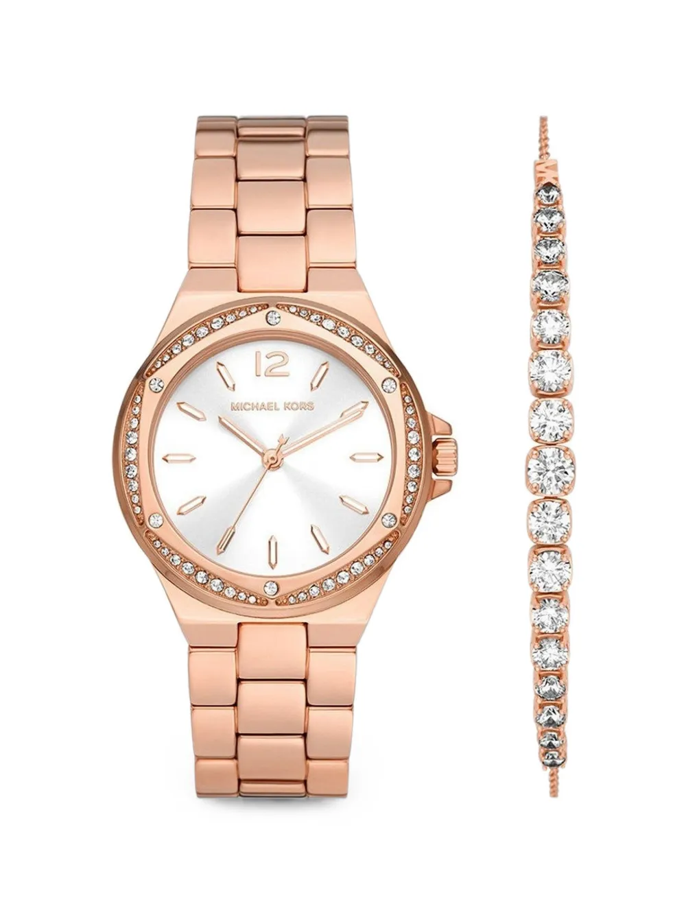 Michael Kors Set bracciale e orologio Lennox oro rosa - Argento