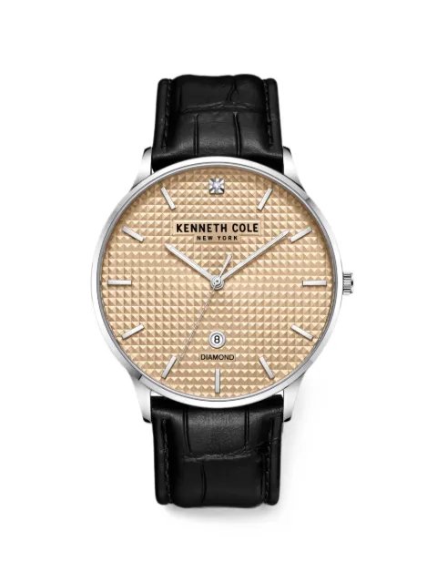 KENNETH COLE reloj texturizado de 42mm con diamantes