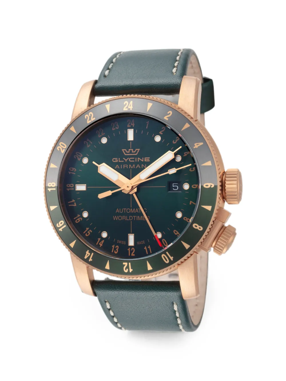 Glycine Orologio Airman Contemporary Bronze GMT 44mm - Verde
