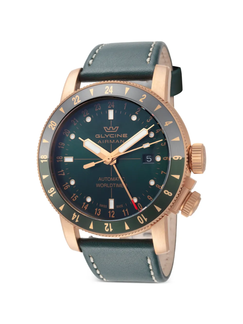Glycine Orologio Airman Contemporary Bronze GMT 44mm - Verde