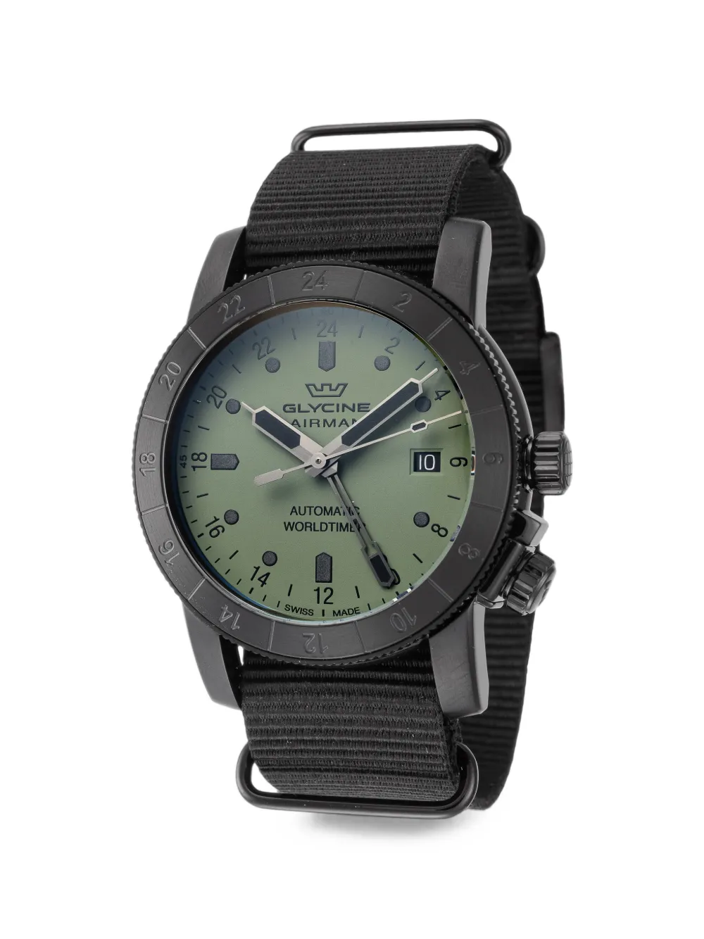Glycine Airman Worldtimer 42mm watch - Verde