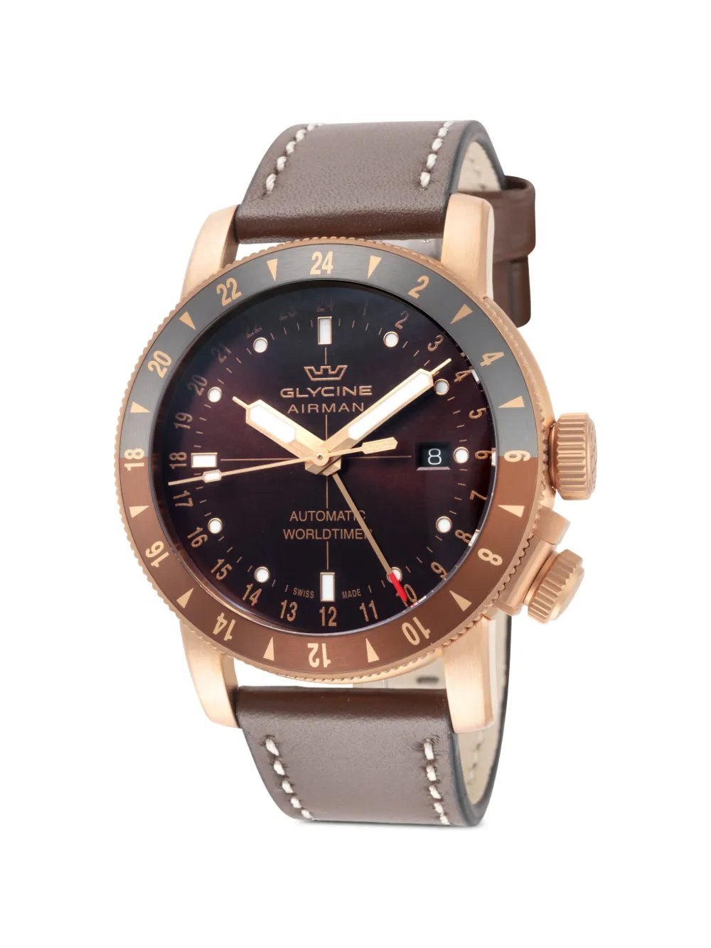 Glycine Airman 44mm watch - Marrone