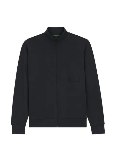 BOSS logo-patch zip-up sweatshirt