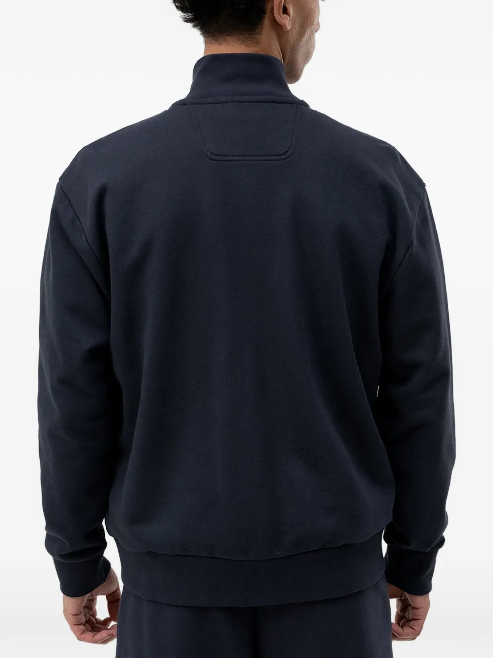 BOSS Sweater met logopatch en rits Blauw