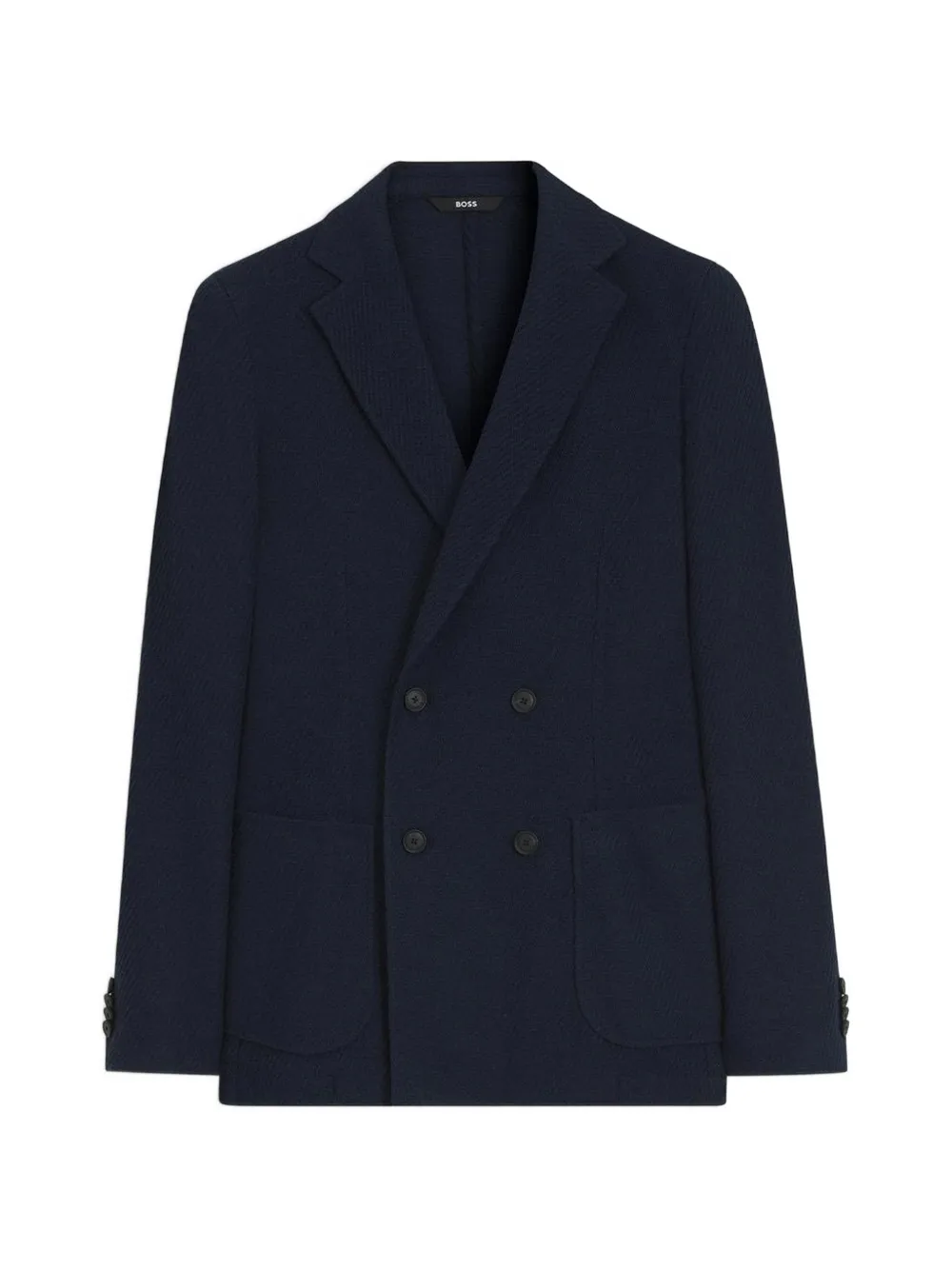BOSS Hanry double-breasted slim-fit blazer in patterned cotton - Blu