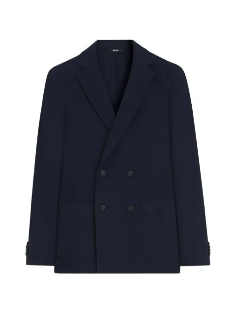 BOSS Hanry double-breasted slim-fit blazer in patterned cotton