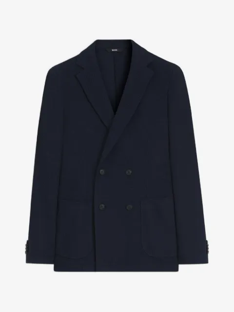 BOSS Hanry double-breasted slim-fit blazer in patterned cotton